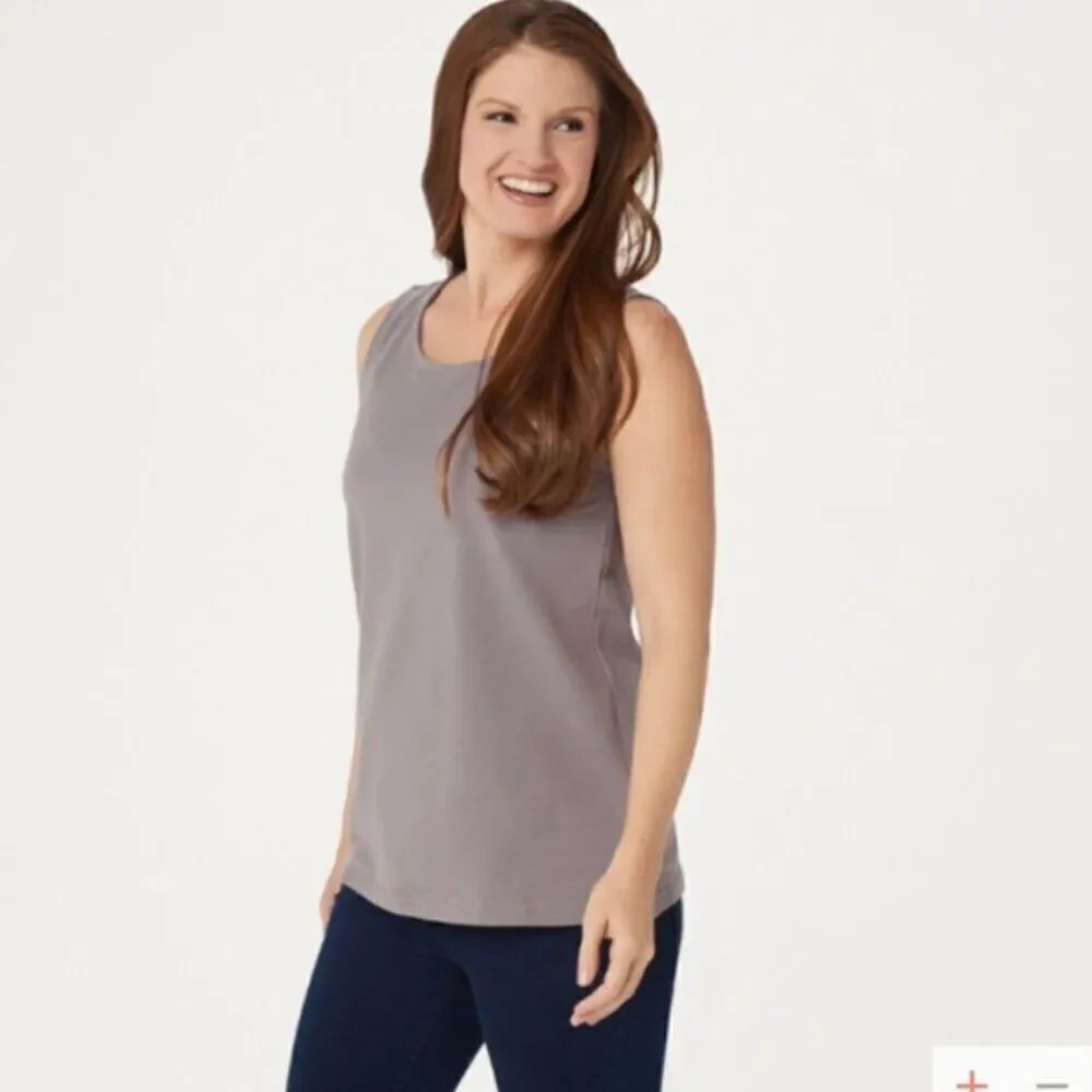 New Joan Rivers Builders Long Stretch Cotton Tank in Storm | Size S